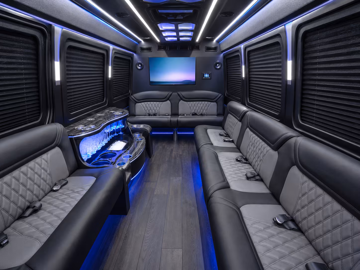 norfolk 20 passenger party bus inside
