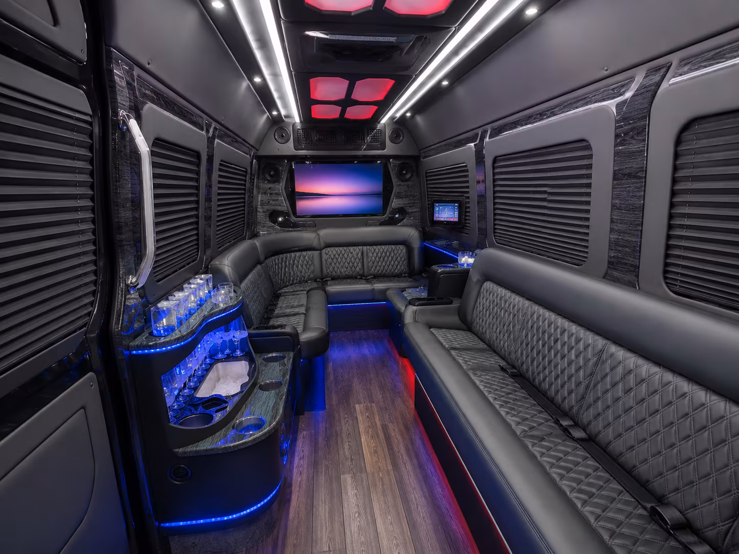 norfolk 30 passenger party bus inside